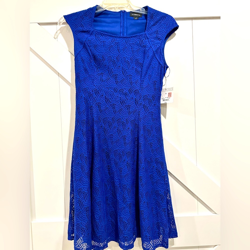 Royal blue lacy cap sleeve dress NWT